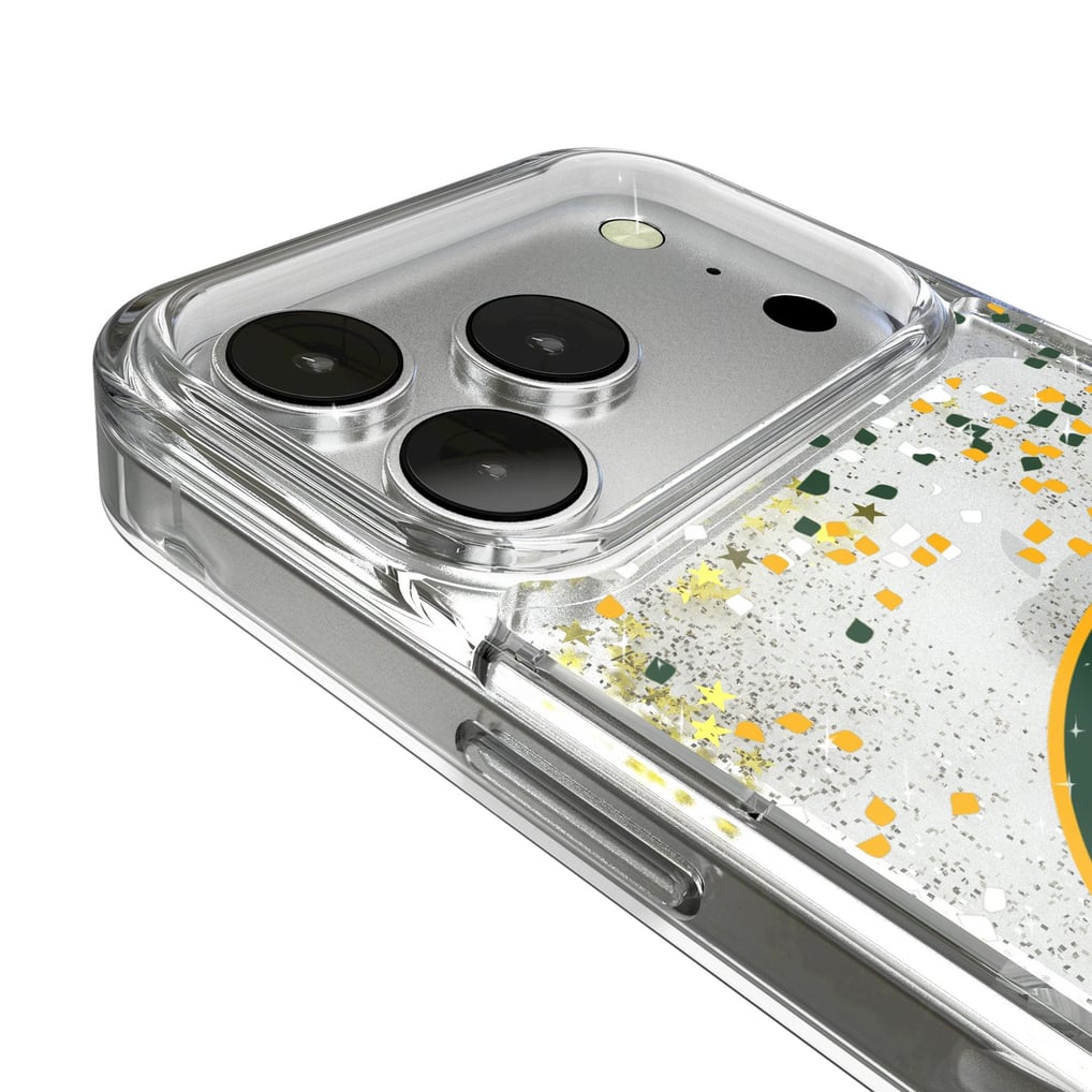 Green Bay Packers iPhone Glitter Case with Confetti Design
