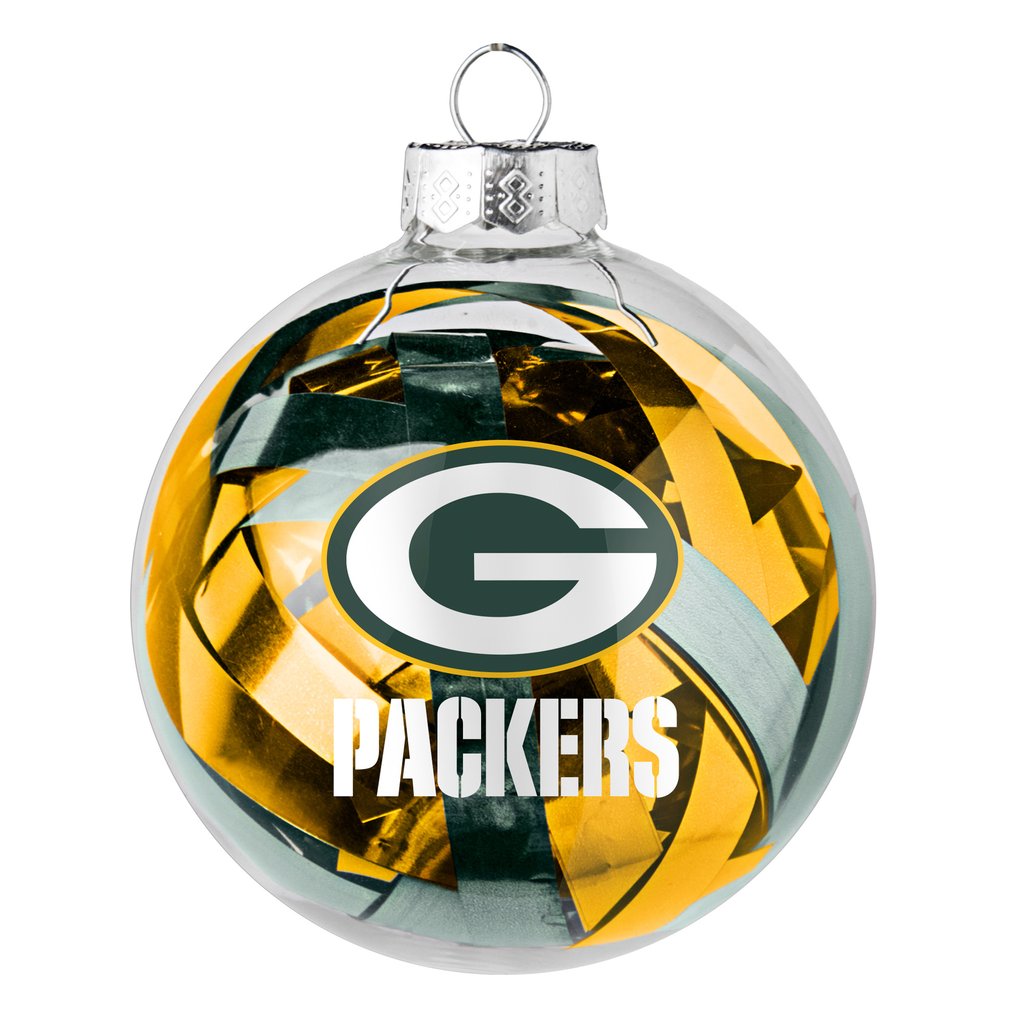 Green Bay Packers Large Tinsel Ball Ornament