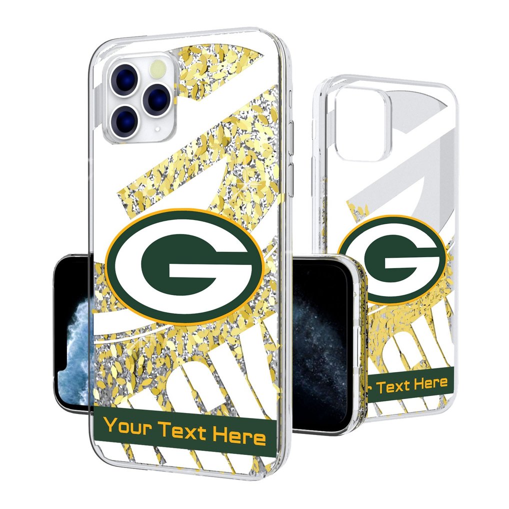 Green Bay Packers Personalized Tilt Design iPhone Glitter Phone Case