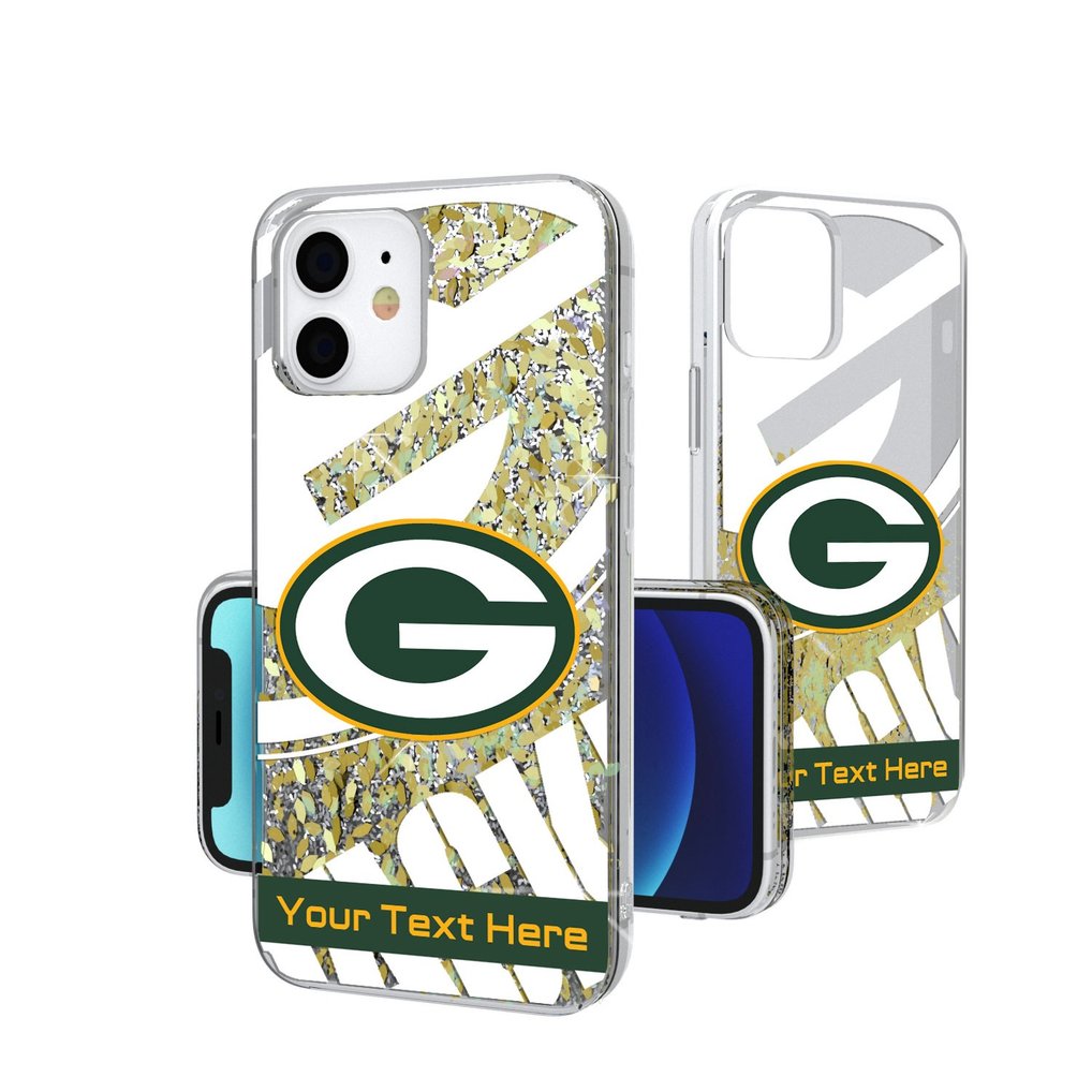 Green Bay Packers Personalized Tilt Design iPhone Glitter Phone Case