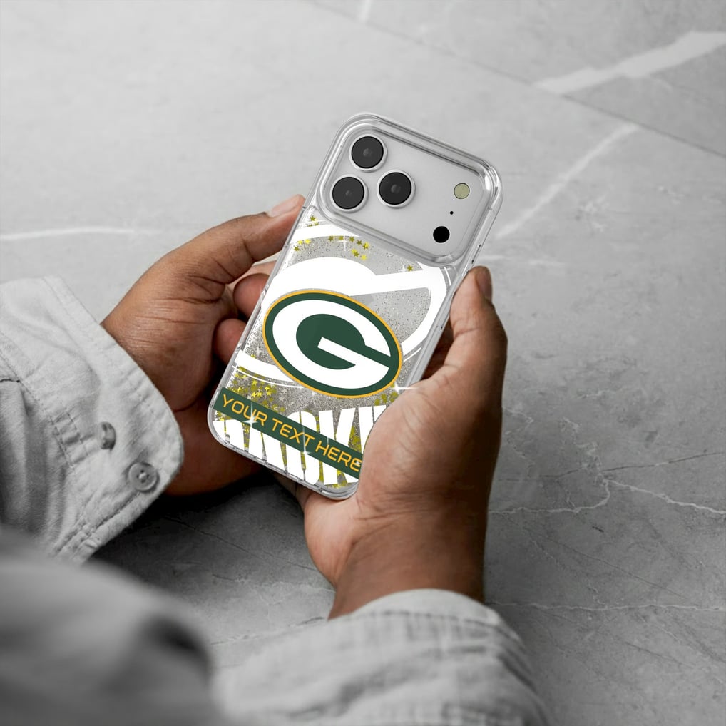 Green Bay Packers Personalized Tilt Design iPhone Glitter Phone Case