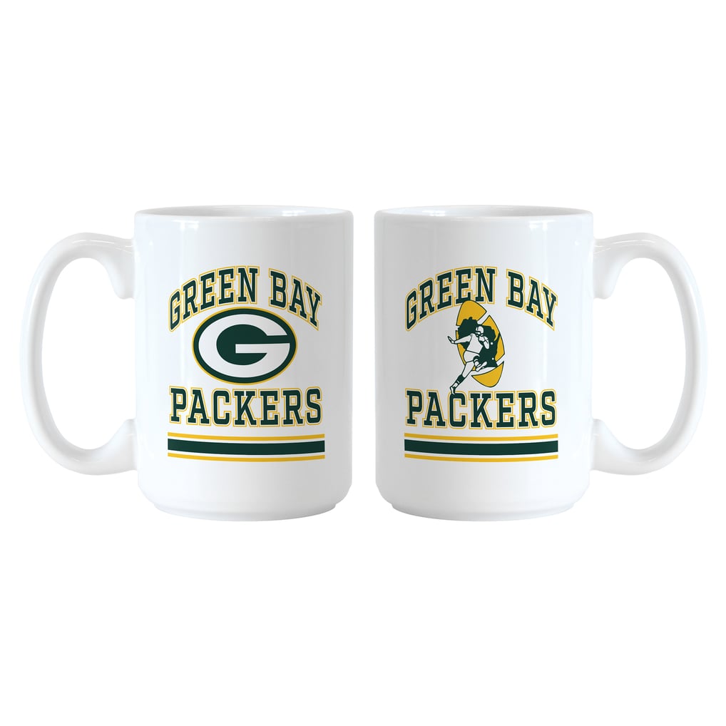 Green Bay Packers Logo Brands 15oz. Current & Throwback Mug Set