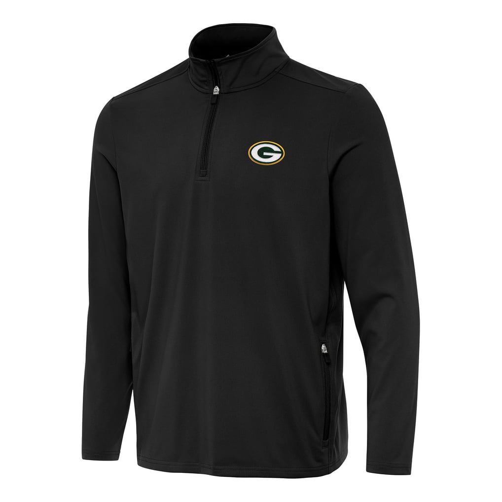  Green Bay Packers Antigua Perilous Quarter-Zip Pullover Top - Black