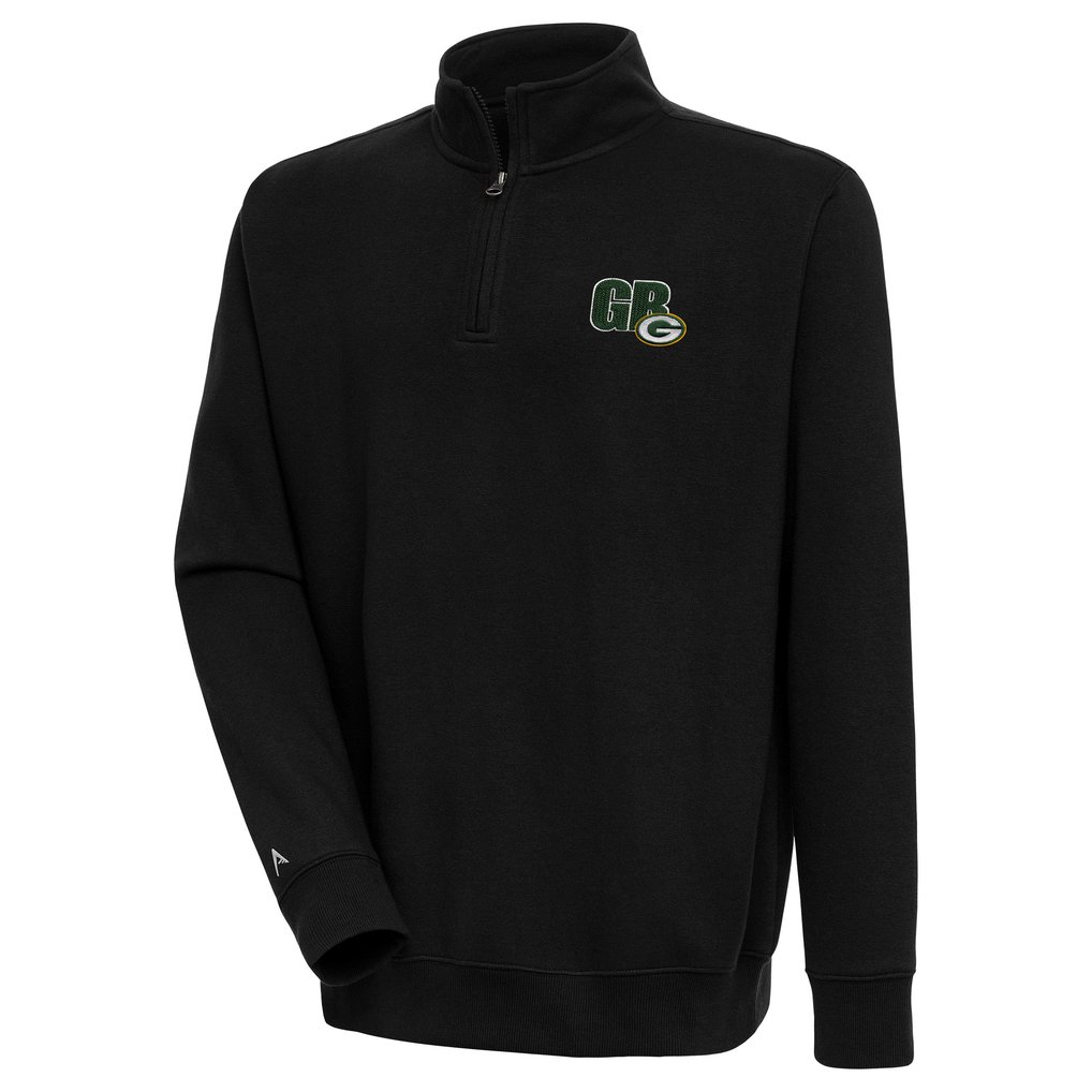  Green Bay Packers Antigua Victory Quarter-Zip Pullover Top - Black