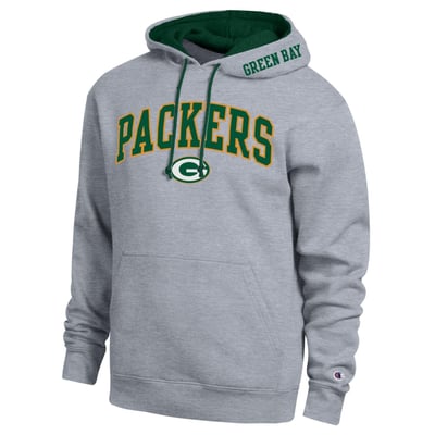  Green Bay Packers Champion Contrast Hoodie - Heather Gray/Green