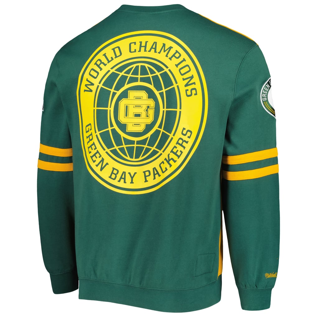 Green Bay Packers Mitchell & Ness All Over 2.0 Pullover Sweatshirt - Gold
