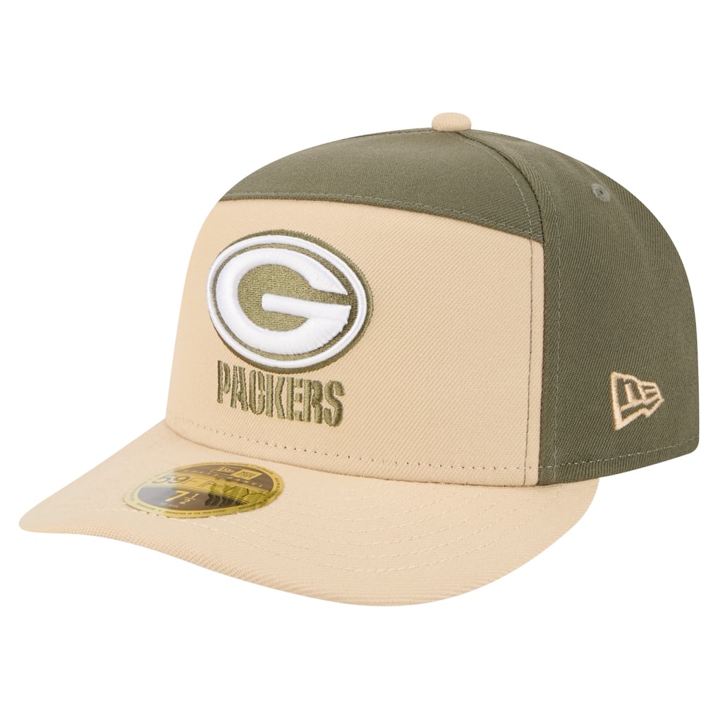 Green Bay Packers New Era Two-Tone Color Pack Split Panel 59FIFTY Fitted Hat - Light Beige/Olive
