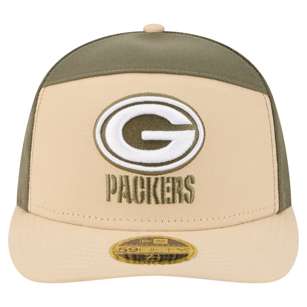 Green Bay Packers New Era Two-Tone Color Pack Split Panel 59FIFTY Fitted Hat - Light Beige/Olive