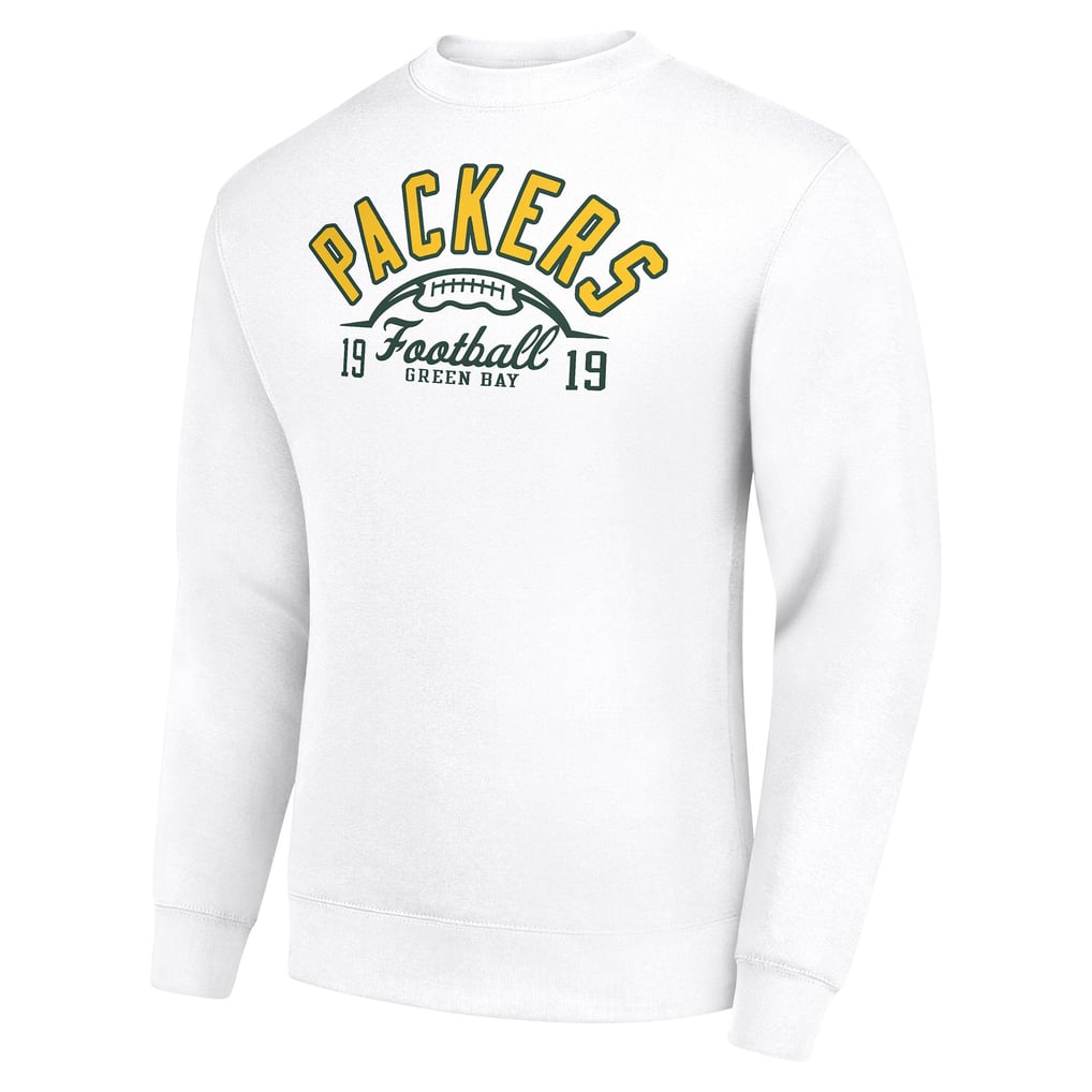 Green Bay Packers Starter Half Ball Team Graphic Tri-Blend Fleece Pullover Sweatshirt - White