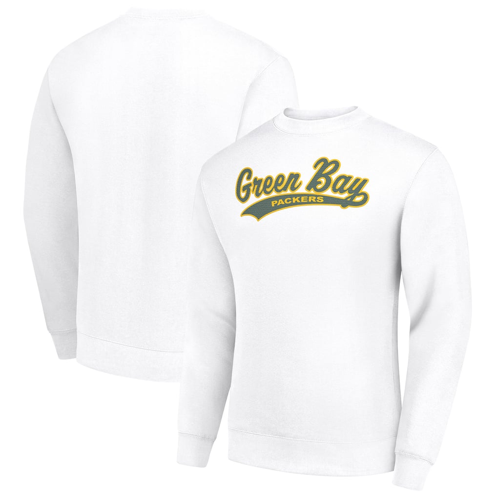 Green Bay Packers Starter Tailsweep Team Graphic Tri-Blend Fleece Pullover Sweatshirt - White
