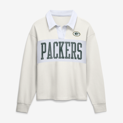 Green Bay Packers Fanatics Women's Heritage Play Action Rugby Long Sleeve Polo - Cream