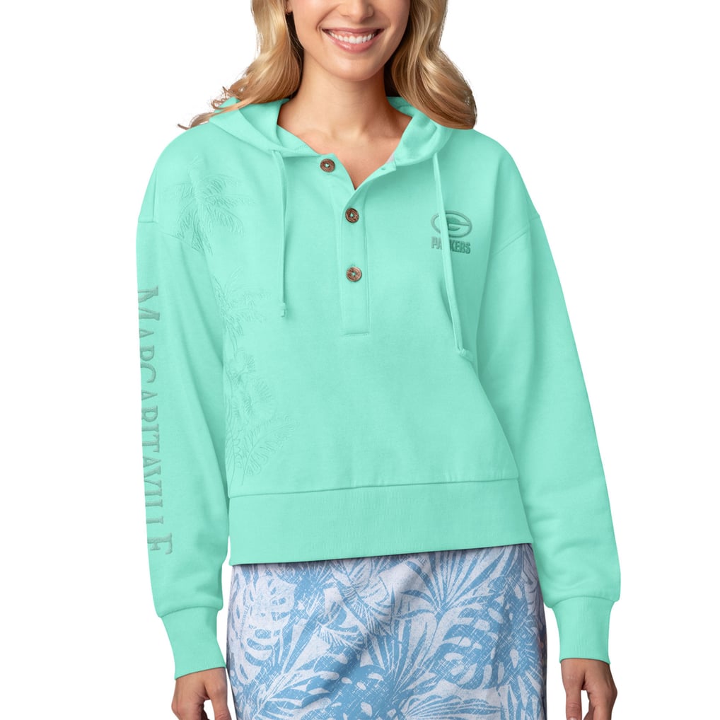 Green Bay Packers Margaritaville Women's Island Dream Solid Pullover Hoodie - Mint