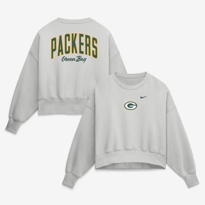  Green Bay Packers Nike Women's Oversized Primetime Phoenix Fleece Sweatshirt - Gray