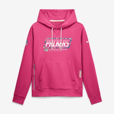  Green Bay Packers Nike Women's 2026 NFL Crucial Catch Sideline Standard Issue Dri-FIT Pullover Hoodie - Pink
