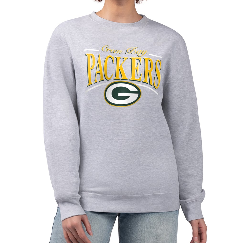 Green Bay Packers Starter Women's Arch Stripe Fleece Pullover Sweatshirt - Gray