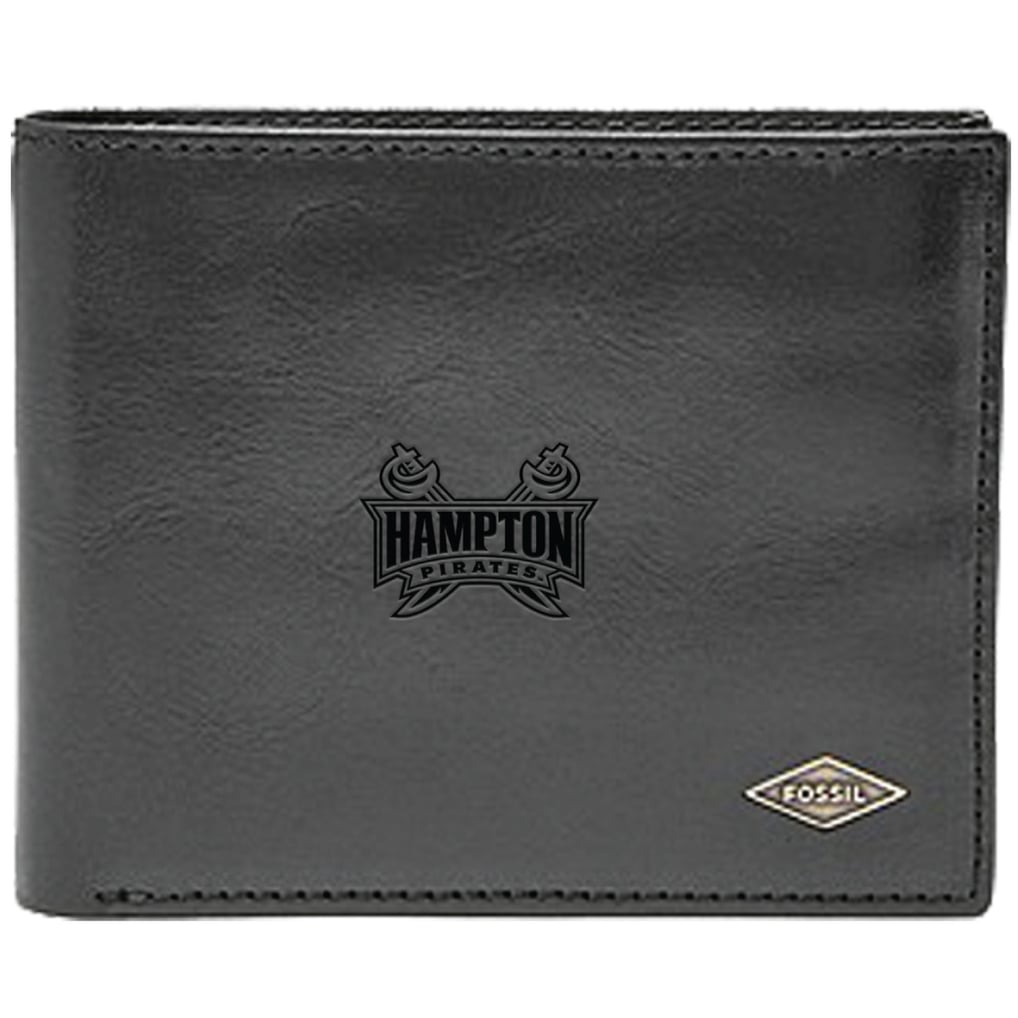 Hampton Pirates Fossil Ryan RFID Flip ID Bi-Fold Wallet - Black