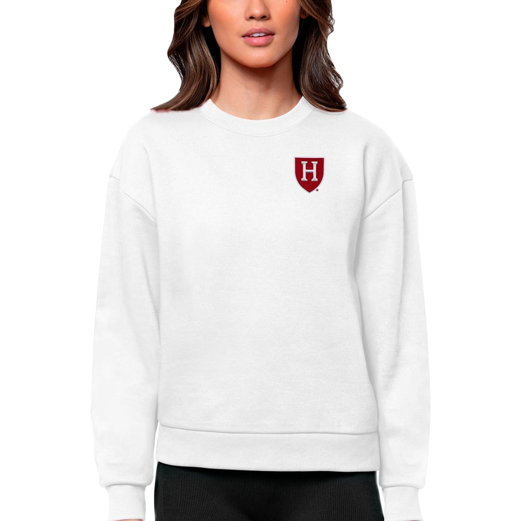 Harvard Crimson Antigua Women's Logo Victory Crewneck Pullover Sweatshirt - White