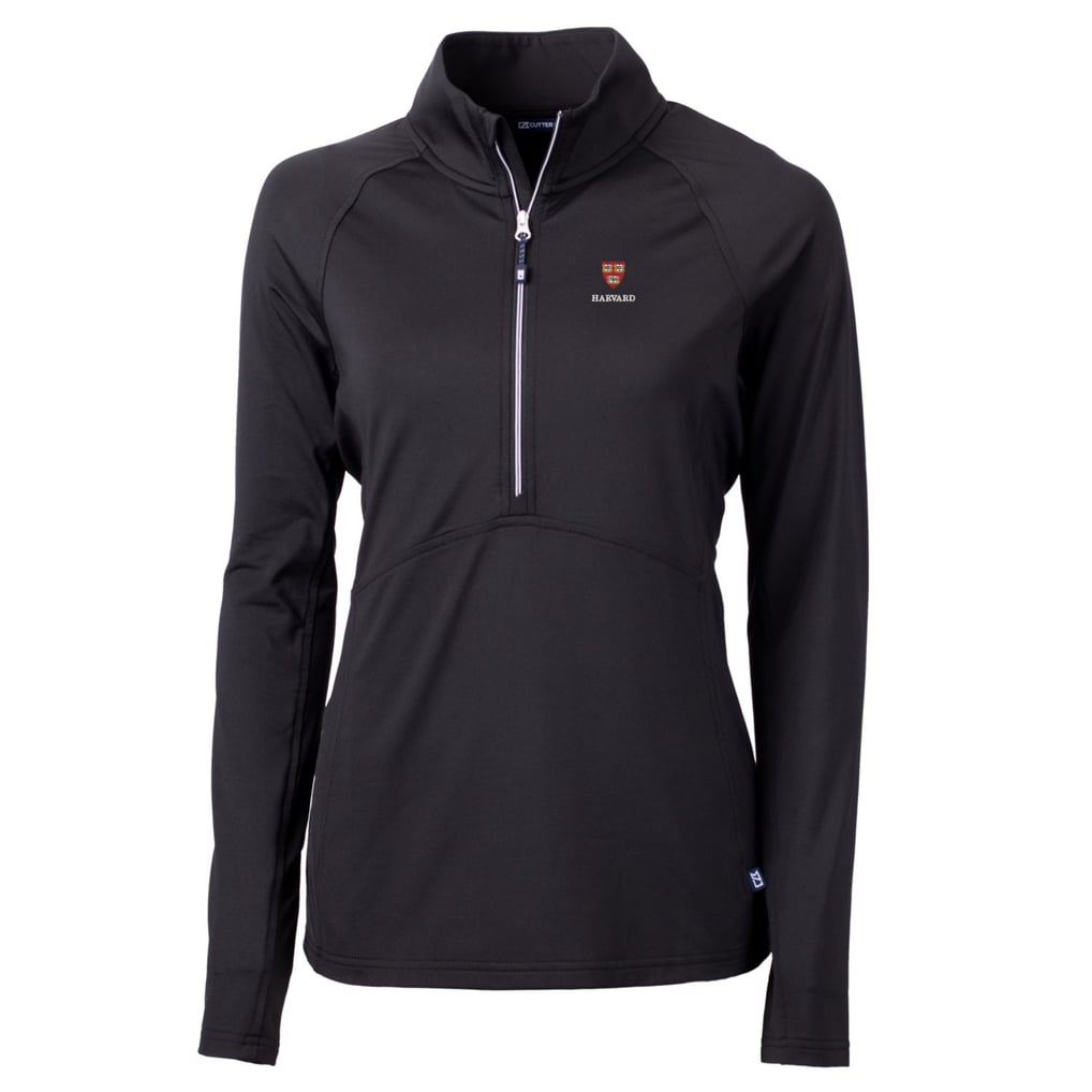 Harvard Crimson Cutter & Buck Women's Adapt Eco Knit Half-Zip Pullover Jacket - Black