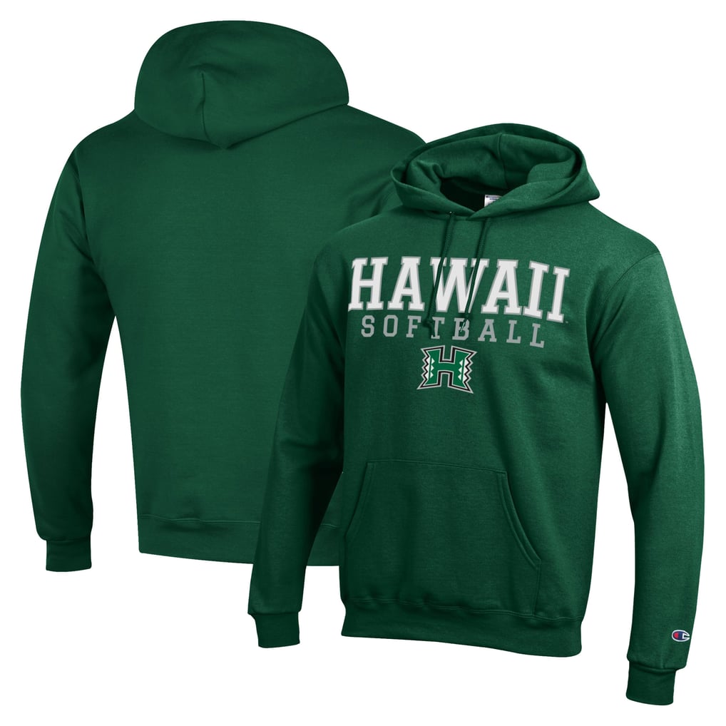  Hawaii Rainbow Warriors Champion Stack Logo Softball Powerblend Pullover Hoodie - Green