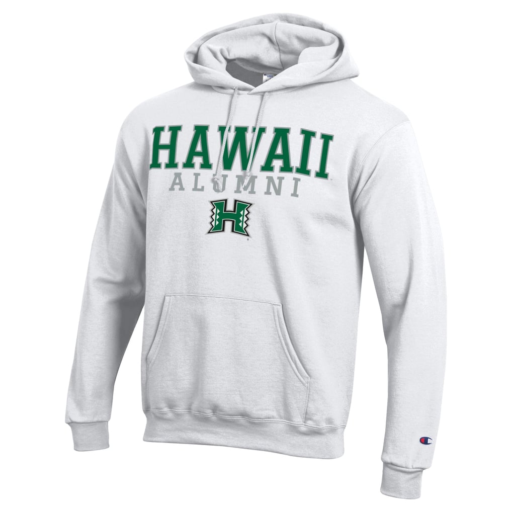  Hawaii Rainbow Warriors Champion Alumni Stacked Pullover Hoodie - White
