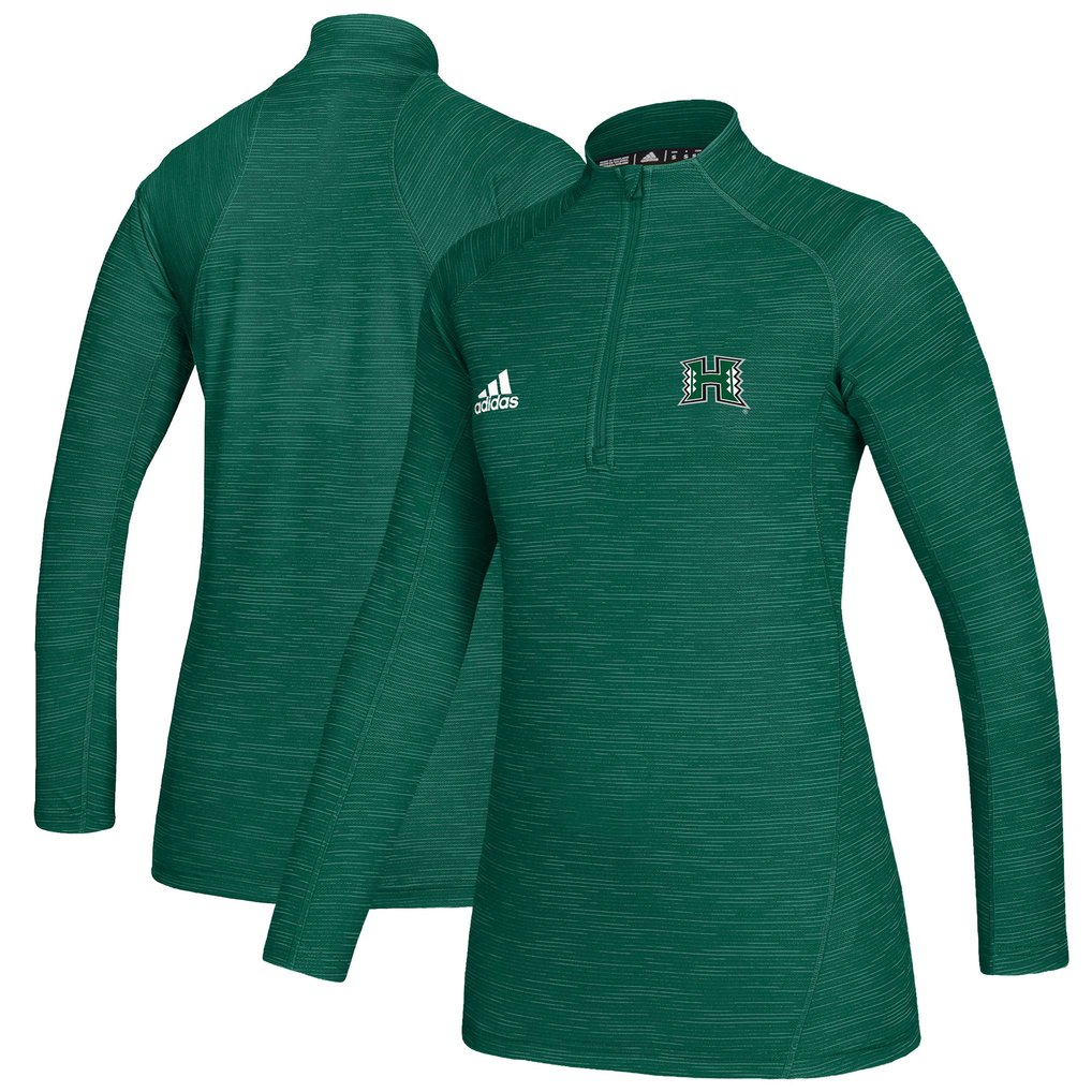 Hawaii Rainbow Warriors adidas Women's Sideline Game Mode Performance Quarter-Zip Pullover Top - Green