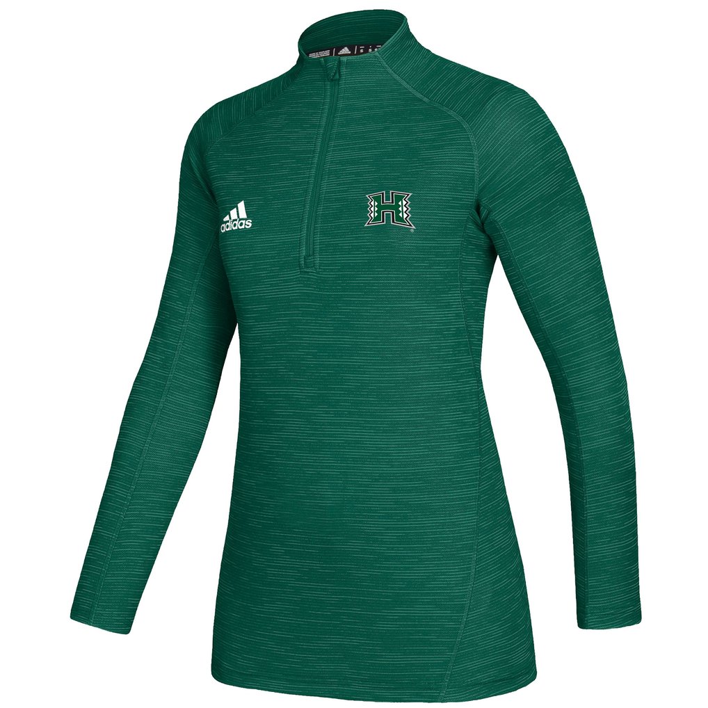 Hawaii Rainbow Warriors adidas Women's Sideline Game Mode Performance Quarter-Zip Pullover Top - Green