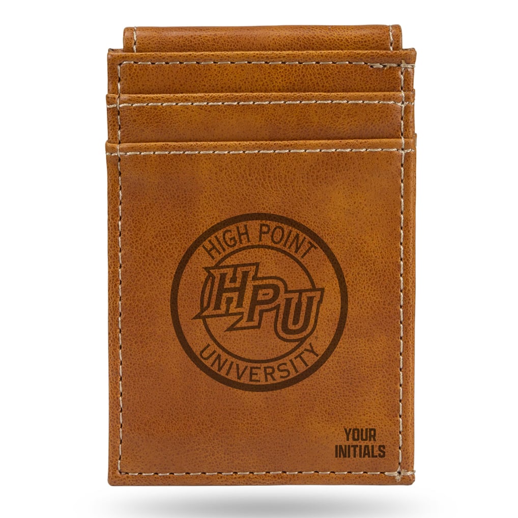 High Point Panthers Personalized Front Pocket Wallet - Brown
