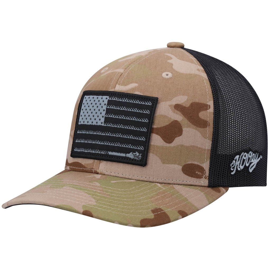 HOOey Liberty Roper Team Trucker Snapback Hat - Camo/Black