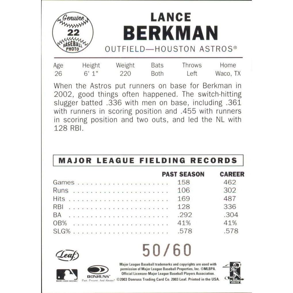 2003 Leaf 60 Foil #22 Lance Berkman