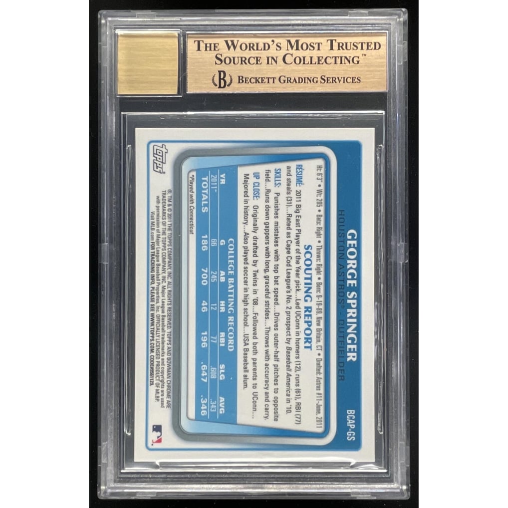 2011 Bowman Draft Picks & Prospects Chrome Prospect George Springer Auto BGS 9.5
