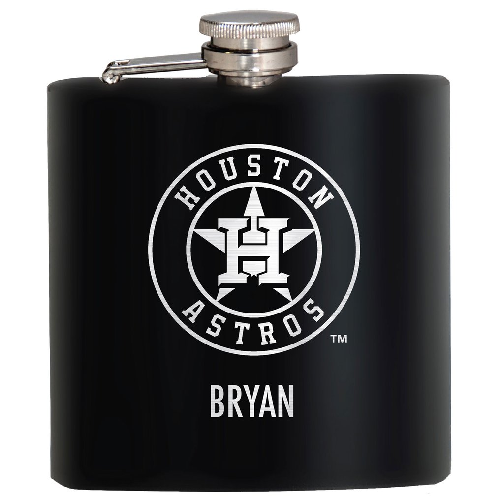 Houston Astros 6oz. Personalized Stealth Hip Flask - Black