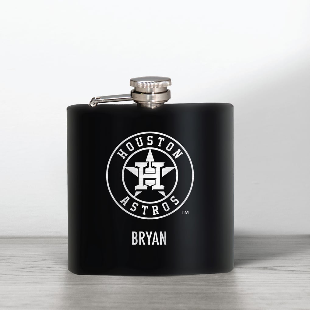 Houston Astros 6oz. Personalized Stealth Hip Flask - Black