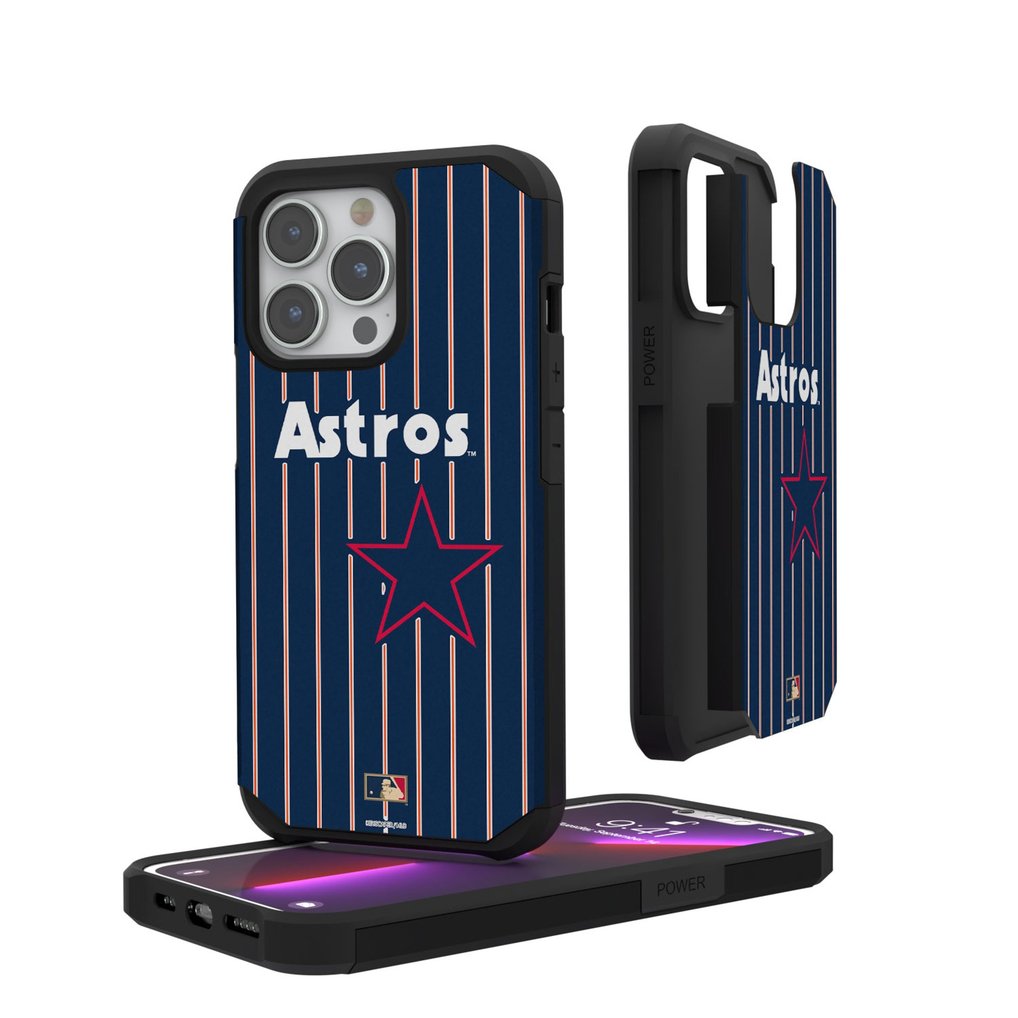 Houston Astros iPhone Pinstripe Cooperstown Design Rugged Case - Navy
