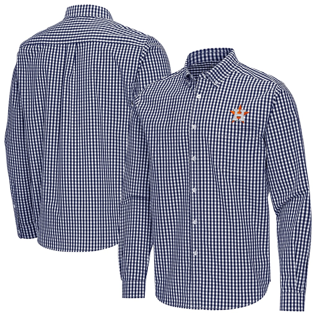 Houston Astros Antigua Ellis Woven Tri-Blend Button-Down Shirt - Navy