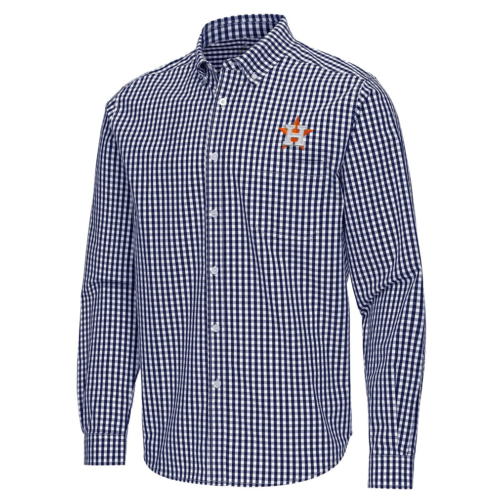Houston Astros Antigua Ellis Woven Tri-Blend Button-Down Shirt - Navy