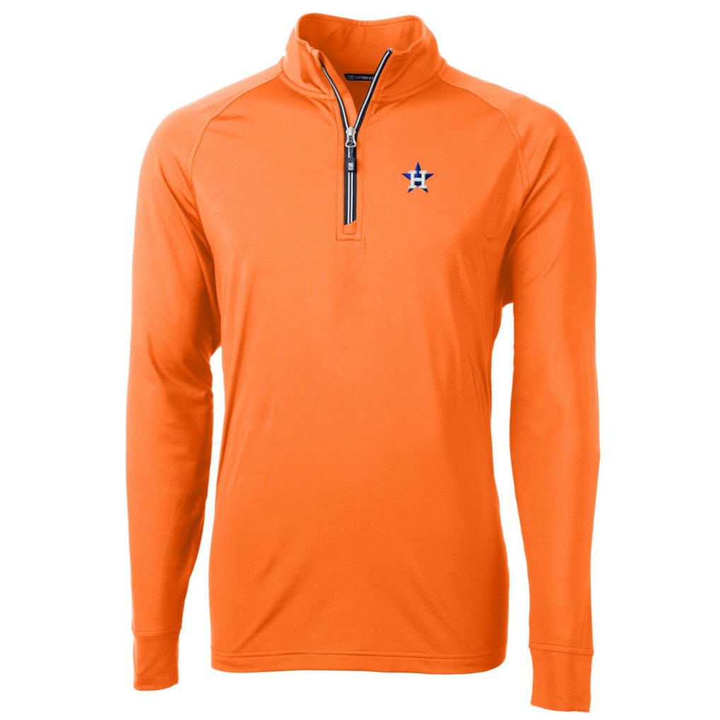 Houston Astros Cutter & Buck Adapt Eco Knit Stretch Recycled Quarter-Zip Pullover Jacket - Orange