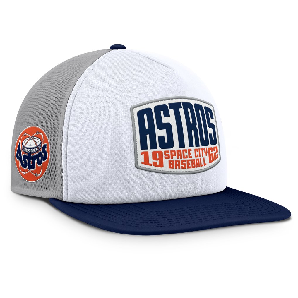 Houston Astros Fanatics Cranked Foam Front Patch Trucker Adjustable Hat - Gray/White