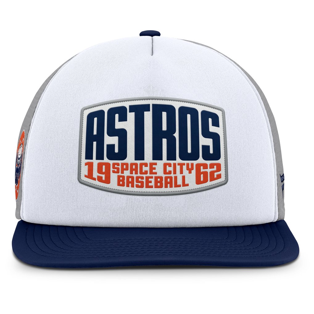Houston Astros Fanatics Cranked Foam Front Patch Trucker Adjustable Hat - Gray/White