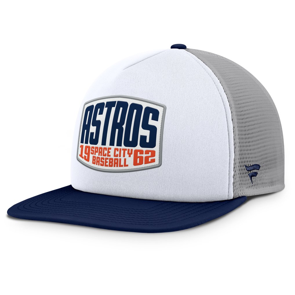 Houston Astros Fanatics Cranked Foam Front Patch Trucker Adjustable Hat - Gray/White
