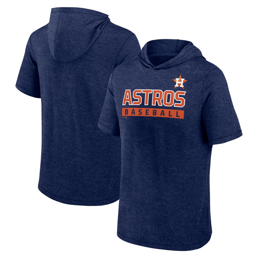 Houston Astros Fanatics Push Short Sleeve Pullover Hoodie - Heather Navy