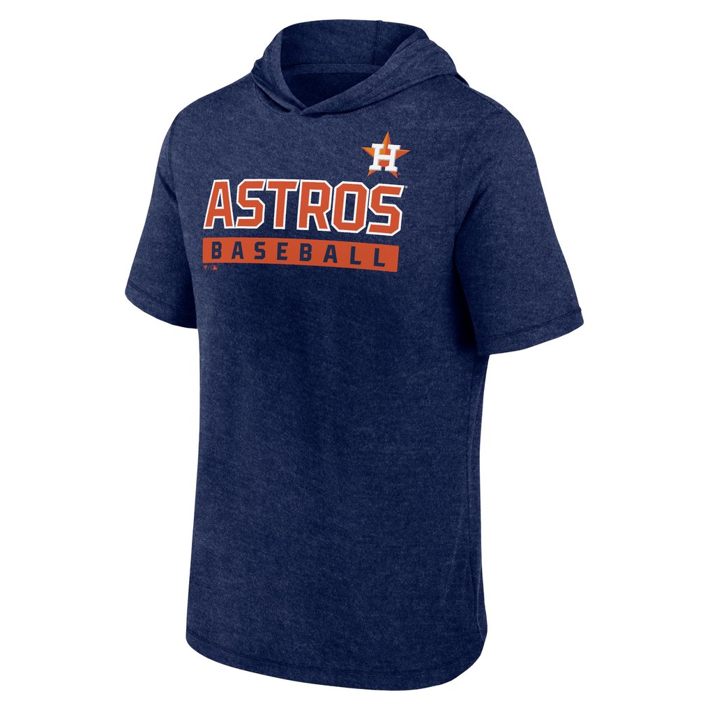 Houston Astros Fanatics Push Short Sleeve Pullover Hoodie - Heather Navy