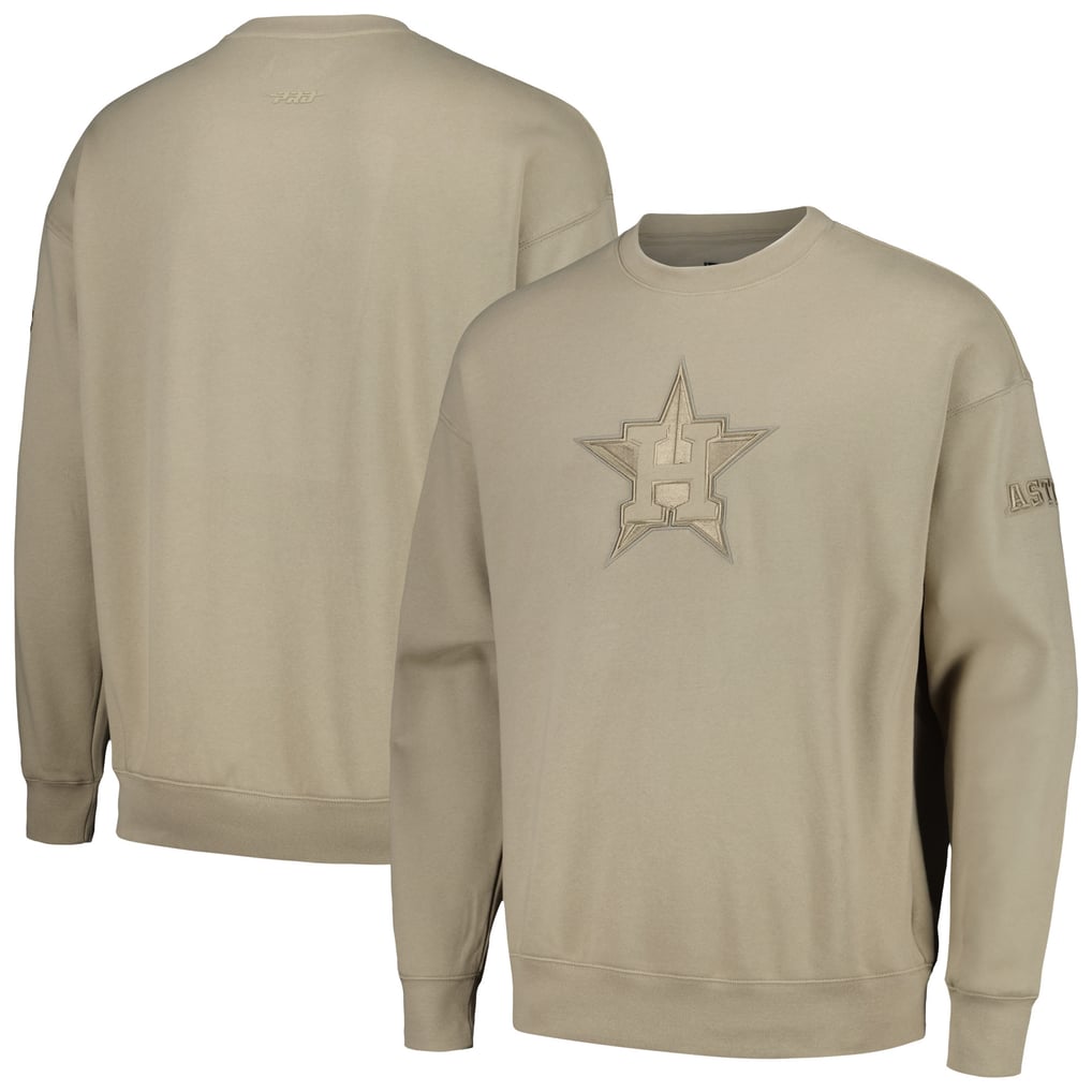 Houston Astros Pro Standard Neutral Drop Shoulder Pullover Sweatshirt - Pewter