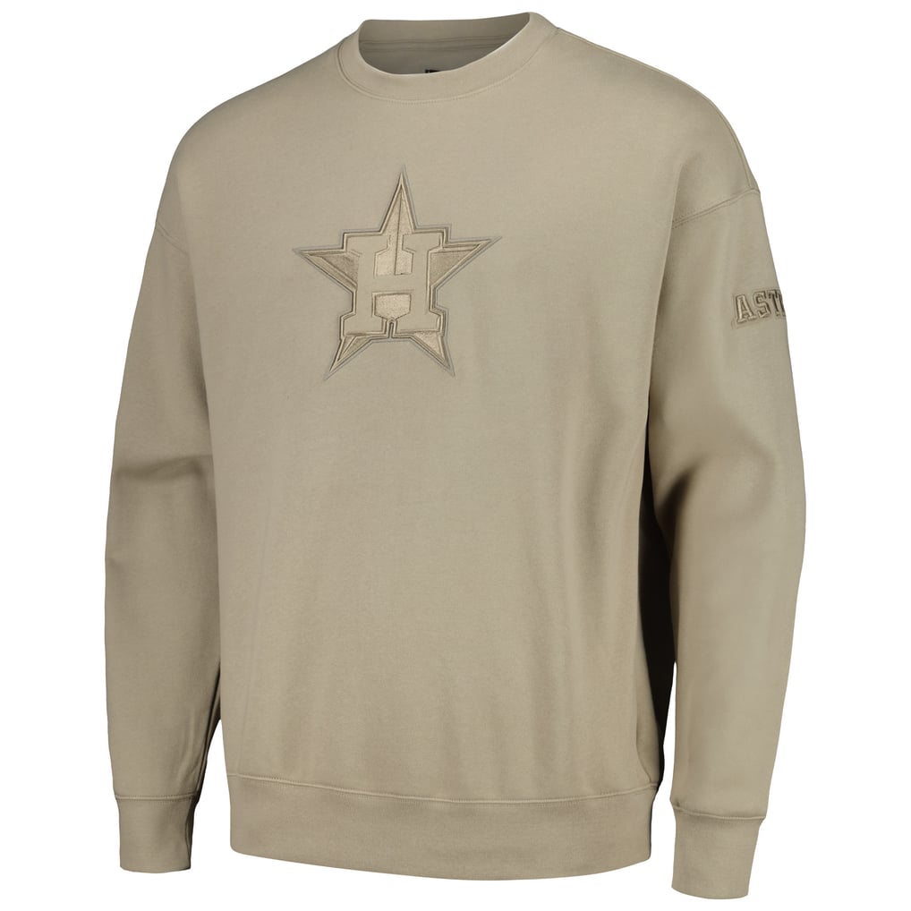 Houston Astros Pro Standard Neutral Drop Shoulder Pullover Sweatshirt - Pewter
