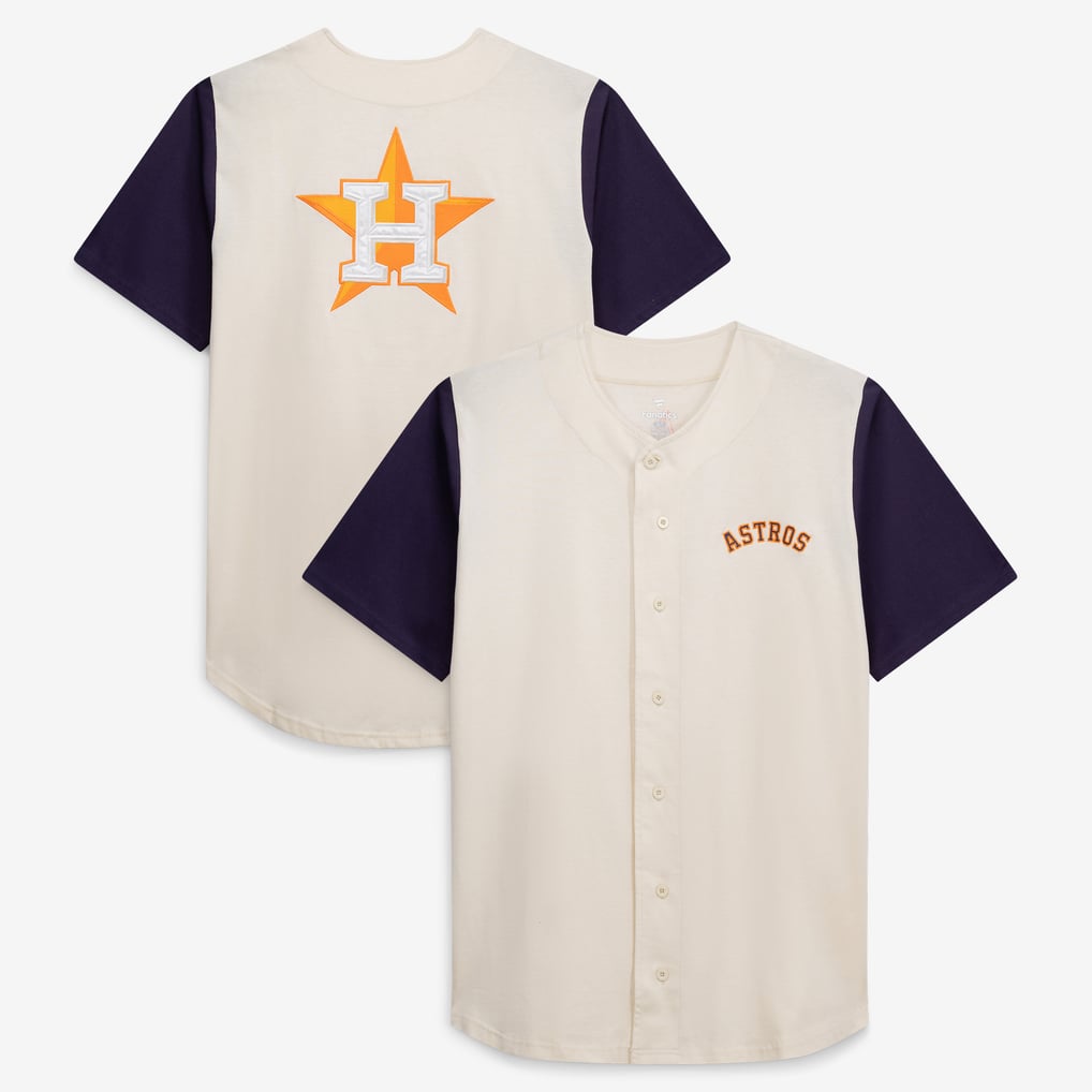 Houston Astros Profile Big & Tall Full-Button Jersey - Cream