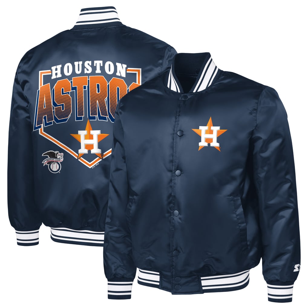  Houston Astros Starter Home Plate Printed Graphic Satin Full-Snap Varsity Jacket - Navy