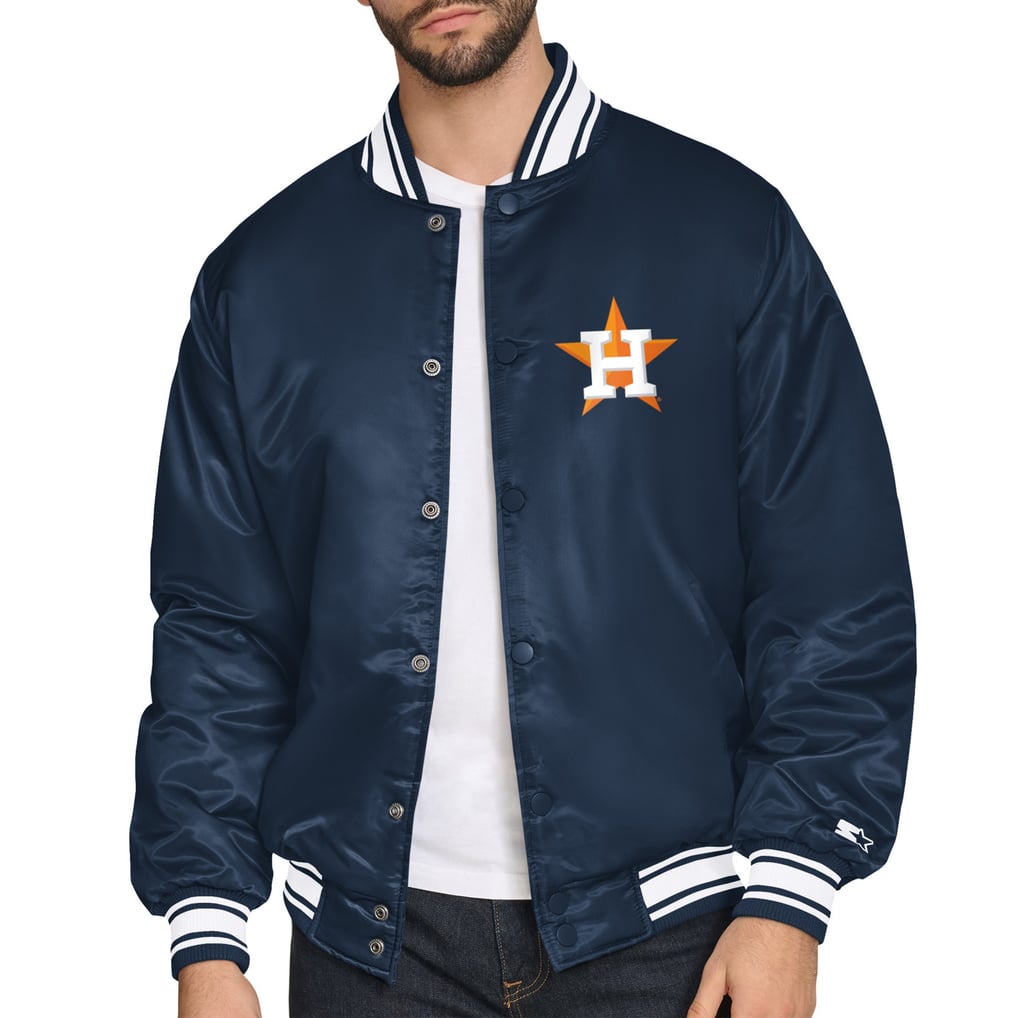  Houston Astros Starter Home Plate Printed Graphic Satin Full-Snap Varsity Jacket - Navy