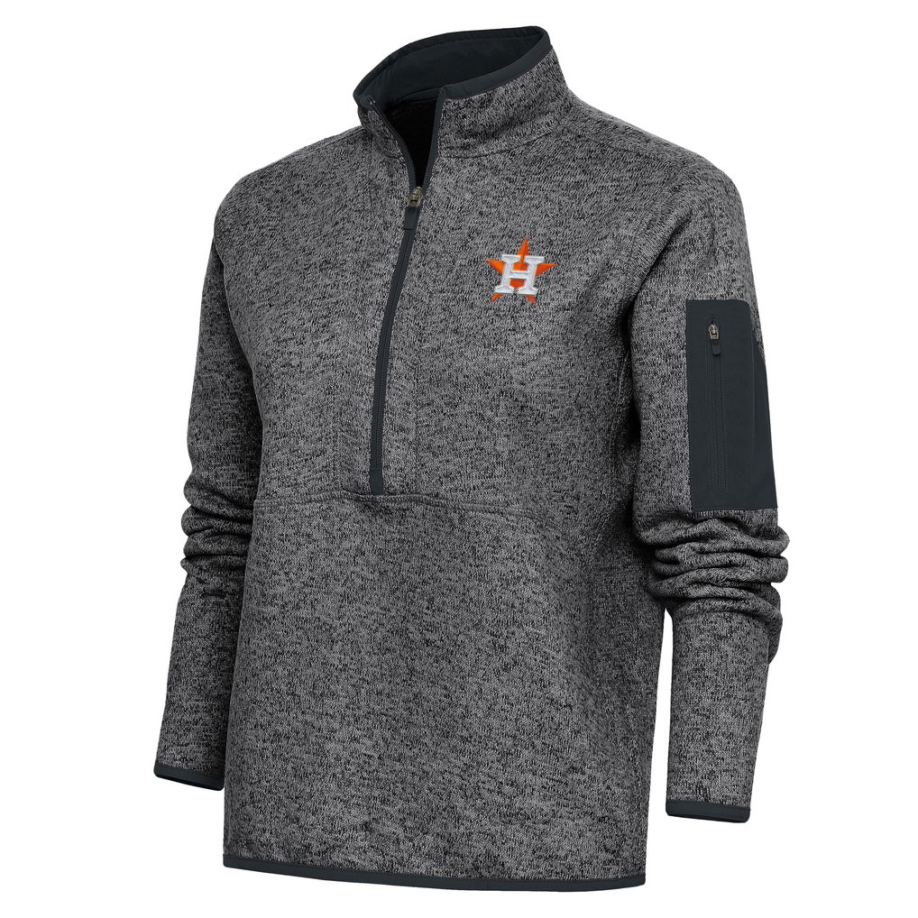 Houston Astros Antigua Women's Logo Fortune Quarter-Zip Pullover Jacket - Heather Charcoal