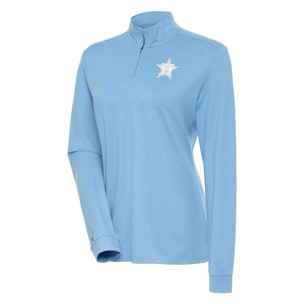  Houston Astros Antigua Women's Mentor Quarter-Zip Pullover Top - Light Blue