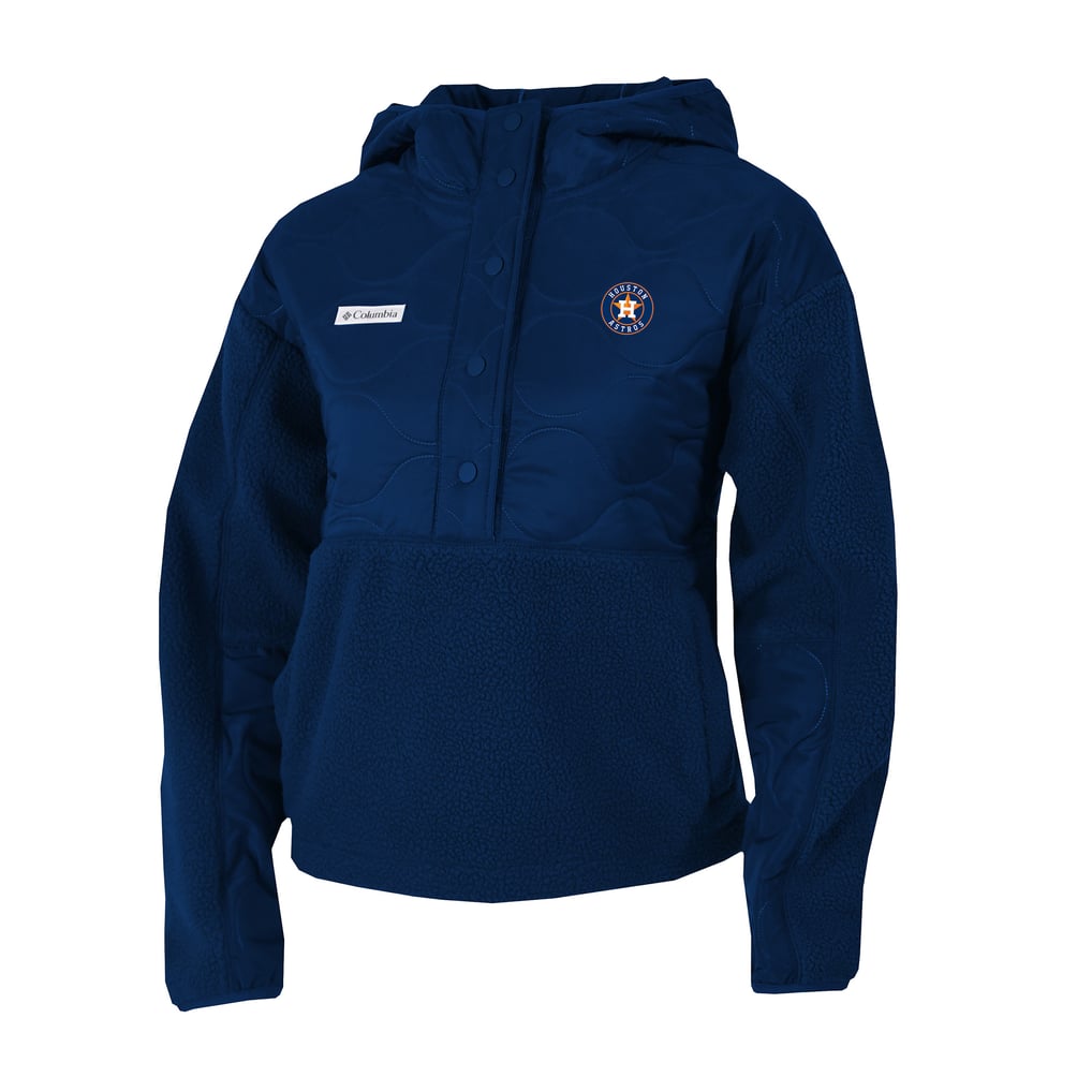 Houston Astros Columbia Women's Cloud Point Hooded Fleece Half-Snap Pullover Jacket - Navy
