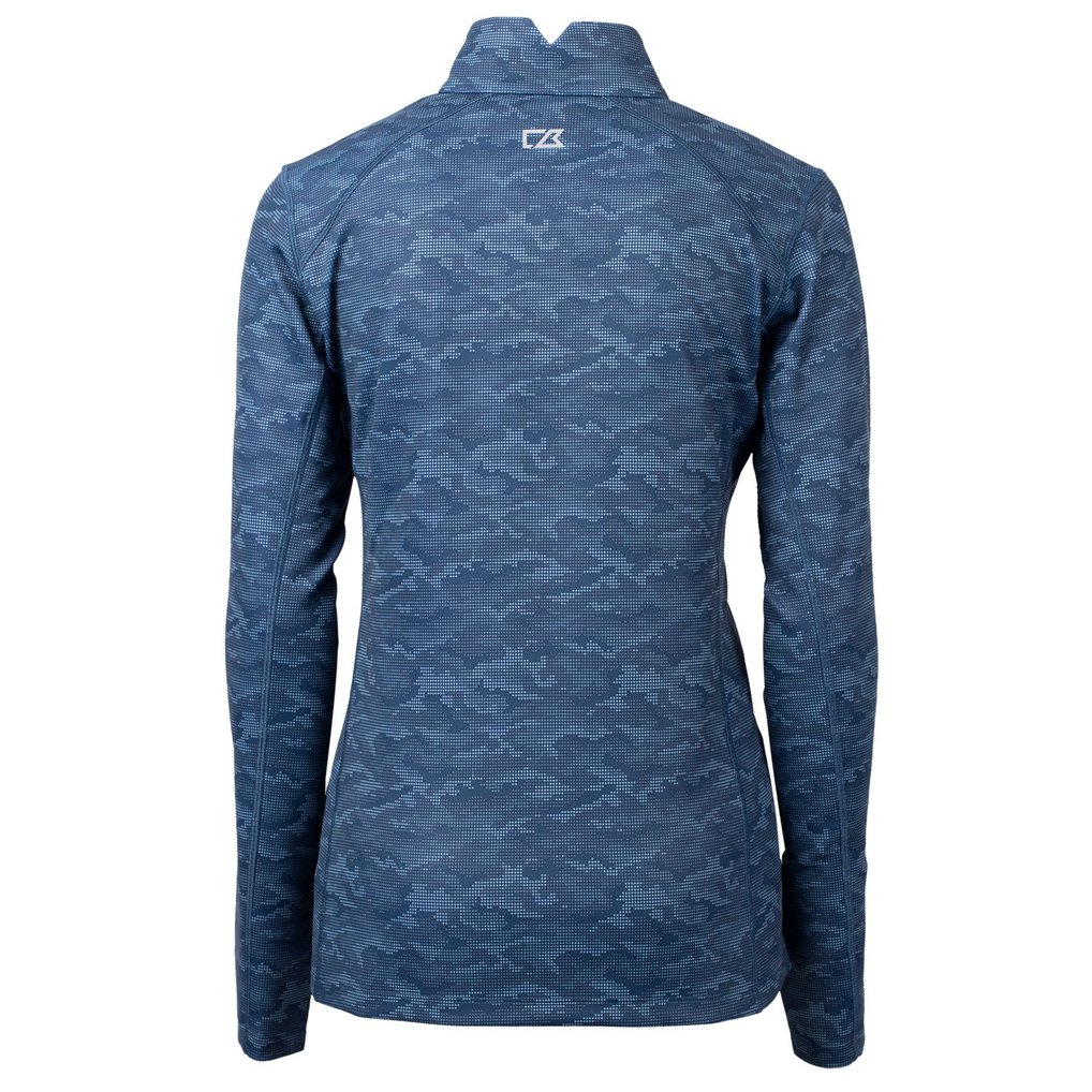 Houston Astros Cutter & Buck Women's Traverse Camo Print Stretch Quarter-Zip Pullover Top - Navy